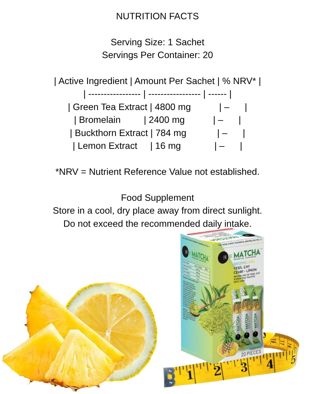 Bromelain Matcha Senna & Lemon Powder Supplement