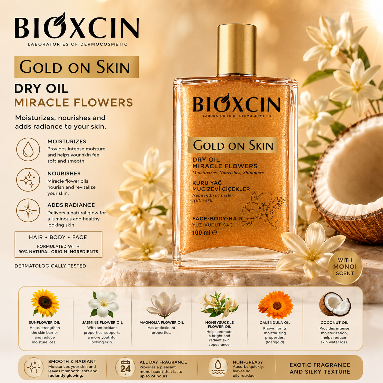 Bioxcin Gold On Skin Shimmer Dry Oil 100ml
