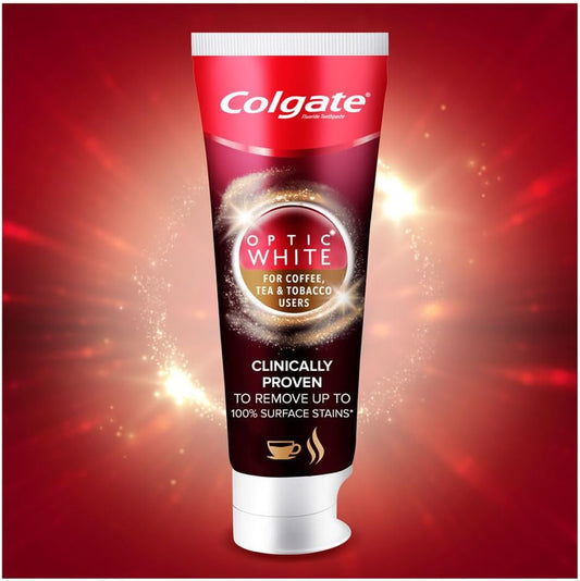 Colgate Optic White Toothpaste – Coffee, Tea & Tobacco Stain Remover