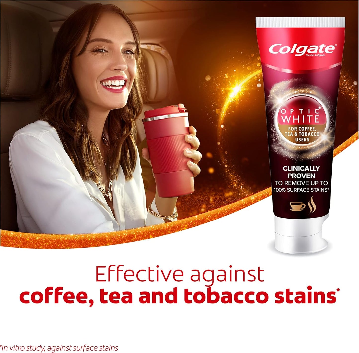 Colgate Optic White Toothpaste – Coffee, Tea & Tobacco Stain Remover