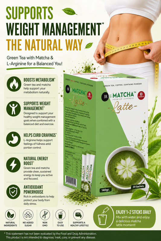 Flavored Matcha Latte Slim Tea Mix – 20 Single Serve Sachets